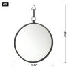 Modern Round Mirror with Leather Strap - Stylish Wall Decor for Home or Office