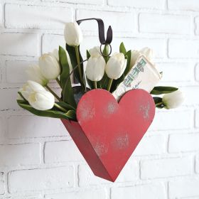 Rustic Hanging Heart Planter - Decorative Metal Plant Holder for Indoor or Outdoor Use