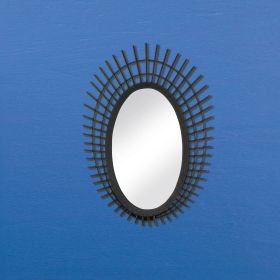 Riki Small Black Bamboo Mirror - Stylish and Elegant Home Decor Accent