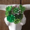 Southwestern Longhorn Skull with Faux Succulents - Rustic Home Decor and Wall Art