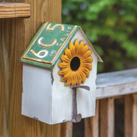 License Plate Design Birdhouse with Sunflower Front | Easy Clean Compartment | Unique Decorative Outdoor Birdhouse