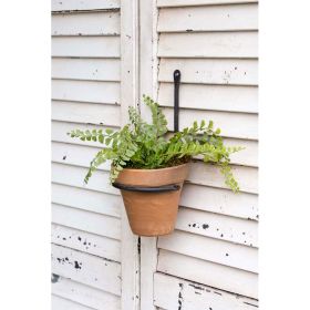 Hand-Forged Plant Hanger with Terra Cotta Pot - Rustic Hanging Planter for Indoor and Outdoor Use
