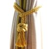 2Pcs Handmade Cotton Rope Curtain Holder Tie Backs Drapes Ball Tiebacks Holdbacks Tassel Home Decor, Yellow