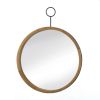 Eva Round Wood Mirror with Hook - Rustic Wall Decor for Entryway or Bathroom