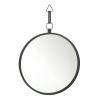 Modern Round Mirror with Leather Strap - Stylish Wall Decor for Home or Office